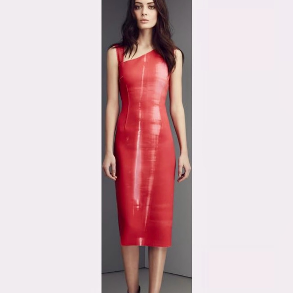 NWT Elie Tahari Herika Stargate Print Scuba Red Sleeveless Dress, 6